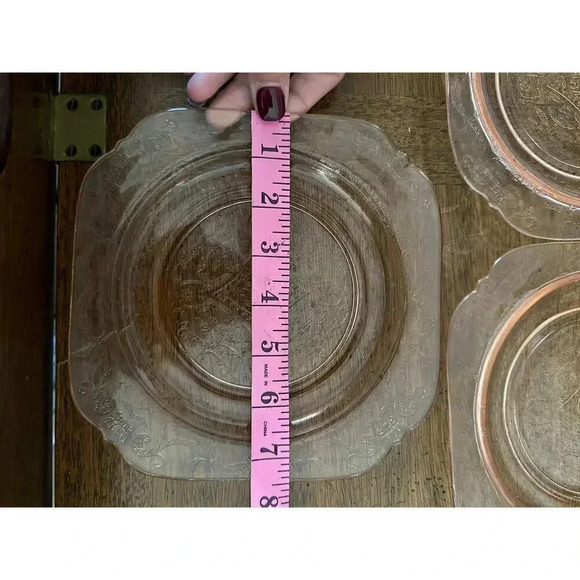 Vintage Pink Depression Glass Open Lace Divided Plate 7.5 Inch Lot of 8 - Picture 5 of 7